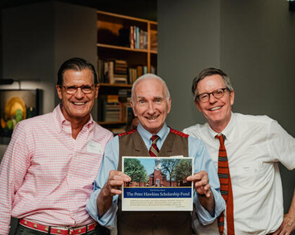 Stephen Henderson (left) with Peter Hawkins and James LaForce at the Sept. 22 event where the scholarship was announced / photo by Ian Christmann